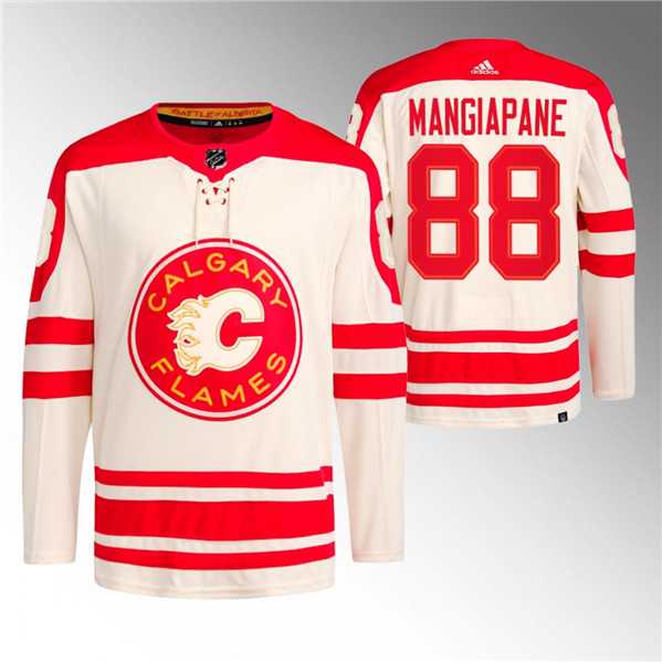Men's Calgary Flames #88 Andrew Mangiapane 2023 Cream Classic Primegreen Stitched Jersey Dzhi